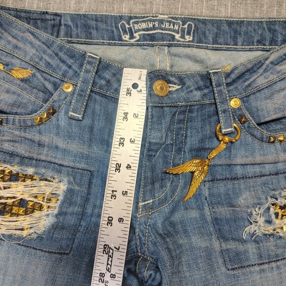 Robin's Jean Blue Straight Leg Jeans with Gold Accents - Picture 5 of 15